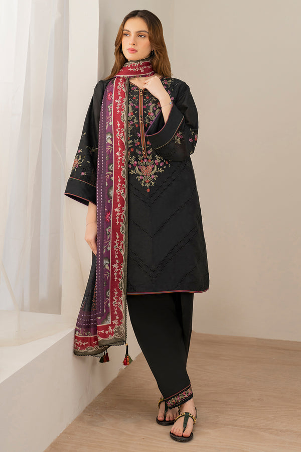 Jazmin 3PC Embroidered Karandi Suit with Printed whool shawal-DC2110