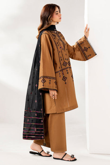 Jazmin 3PC Embroidered Karandi Suit with Printed whool shawal-DC2106