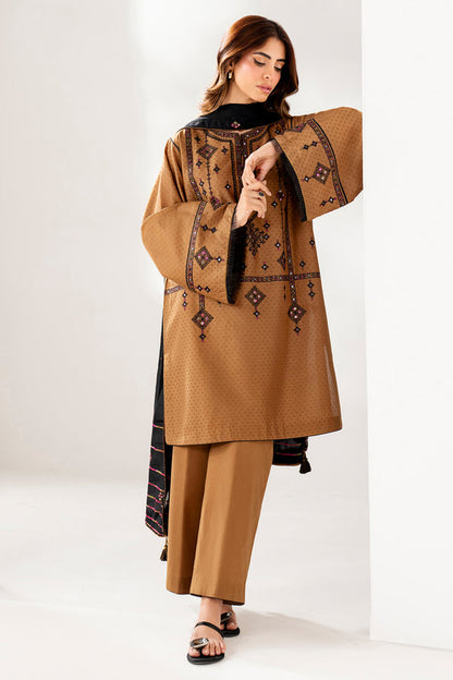 Jazmin 3PC Embroidered Karandi Suit with Printed whool shawal-DC2106