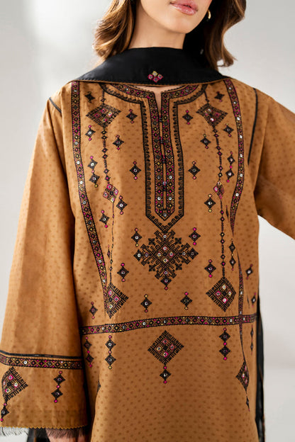 Jazmin 3PC Embroidered Karandi Suit with Printed whool shawal-DC2106