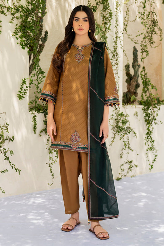 Jazmin 3PC Embroidered Karandi Suit with Printed whool shawal-DC2111
