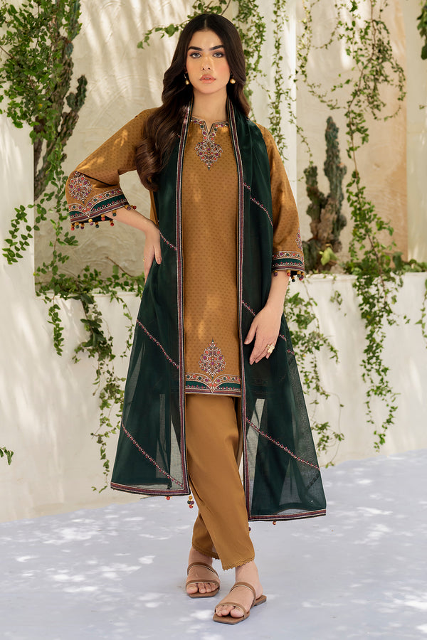Jazmin 3PC Embroidered Karandi Suit with Printed whool shawal-DC2111