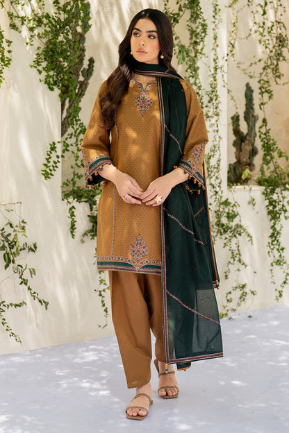 Jazmin 3PC Embroidered Karandi Suit with Printed whool shawal-DC2111
