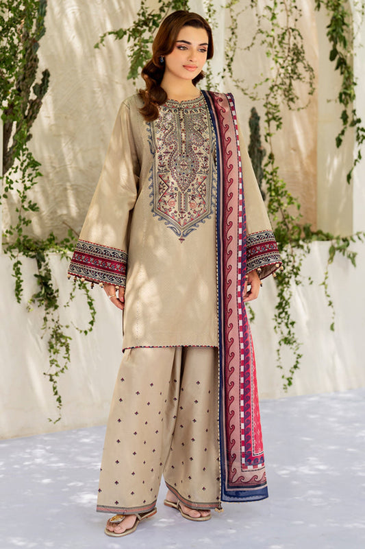 Jazmin 3PC Embroidered Karandi Suit with Printed whool shawal-DC2108