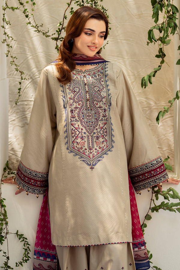 Jazmin 3PC Embroidered Karandi Suit with Printed whool shawal-DC2108