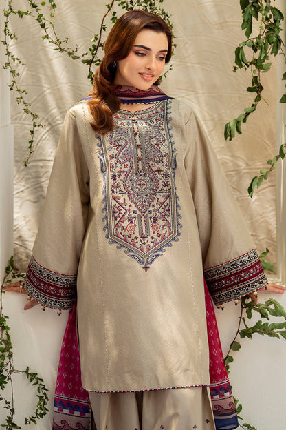 Jazmin 3PC Embroidered Karandi Suit with Printed whool shawal-DC2108