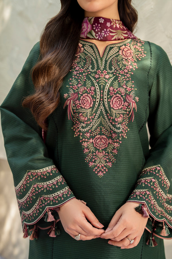 Jazmin 3PC Embroidered Karandi Suit with Printed whool shawal-DC2107