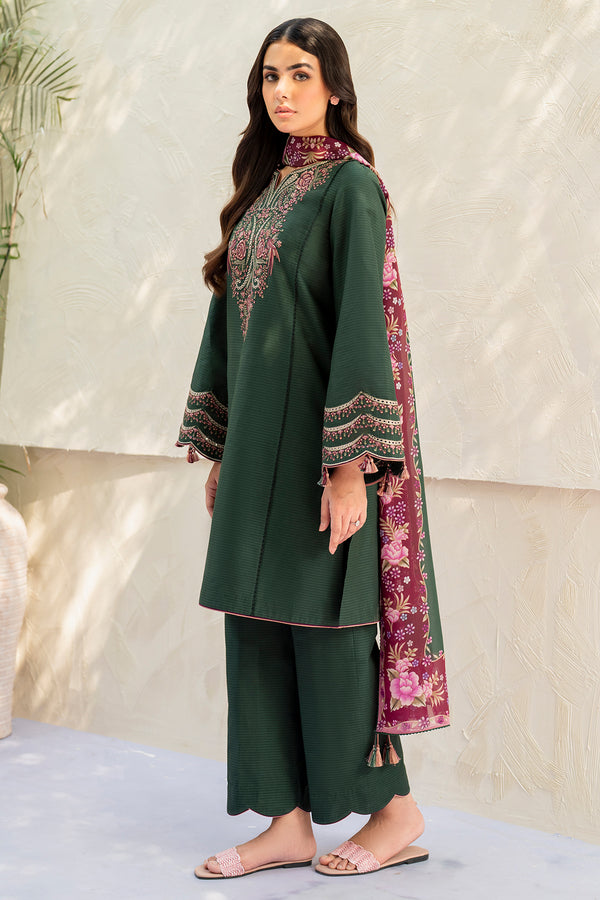 Jazmin 3PC Embroidered Karandi Suit with Printed whool shawal-DC2107