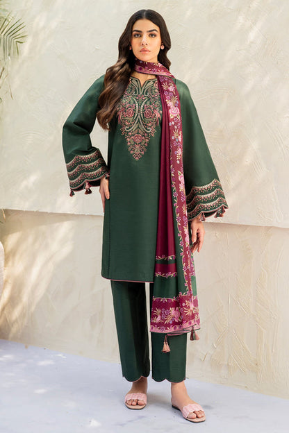 Jazmin 3PC Embroidered Karandi Suit with Printed whool shawal-DC2107