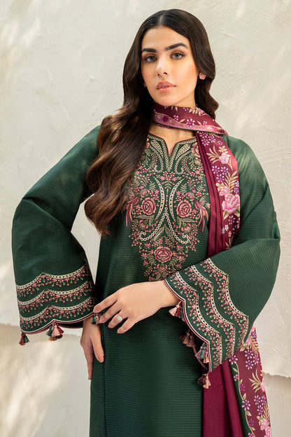 Jazmin 3PC Embroidered Karandi Suit with Printed whool shawal-DC2107