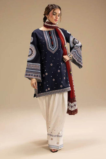 Jazmin Embroidered Dhanak 3pc with Printed Shawl- DC2122