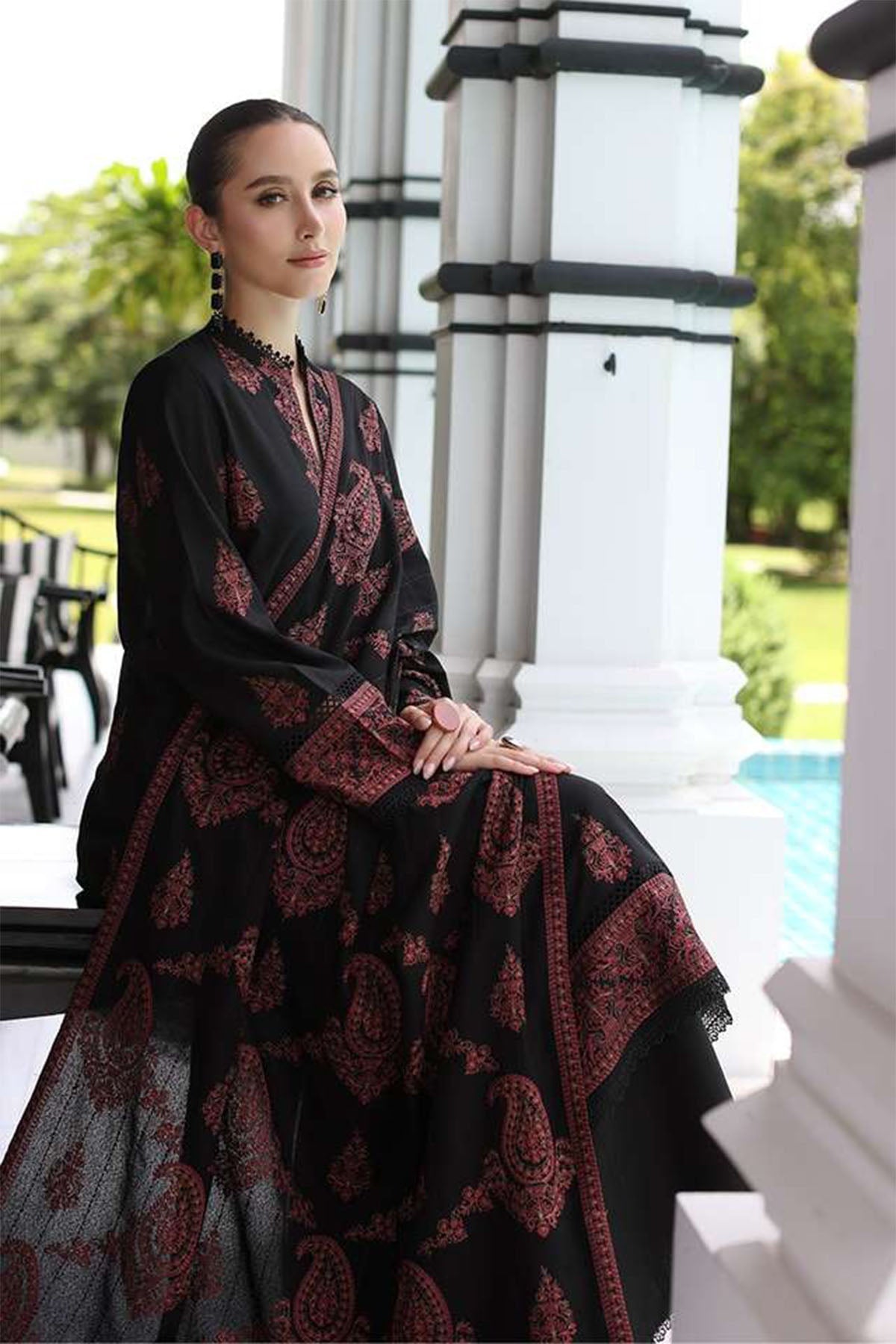 Bareeze 3PC Embroidered Karandi Suit with Heavy Embroidered Shawal -GA1965