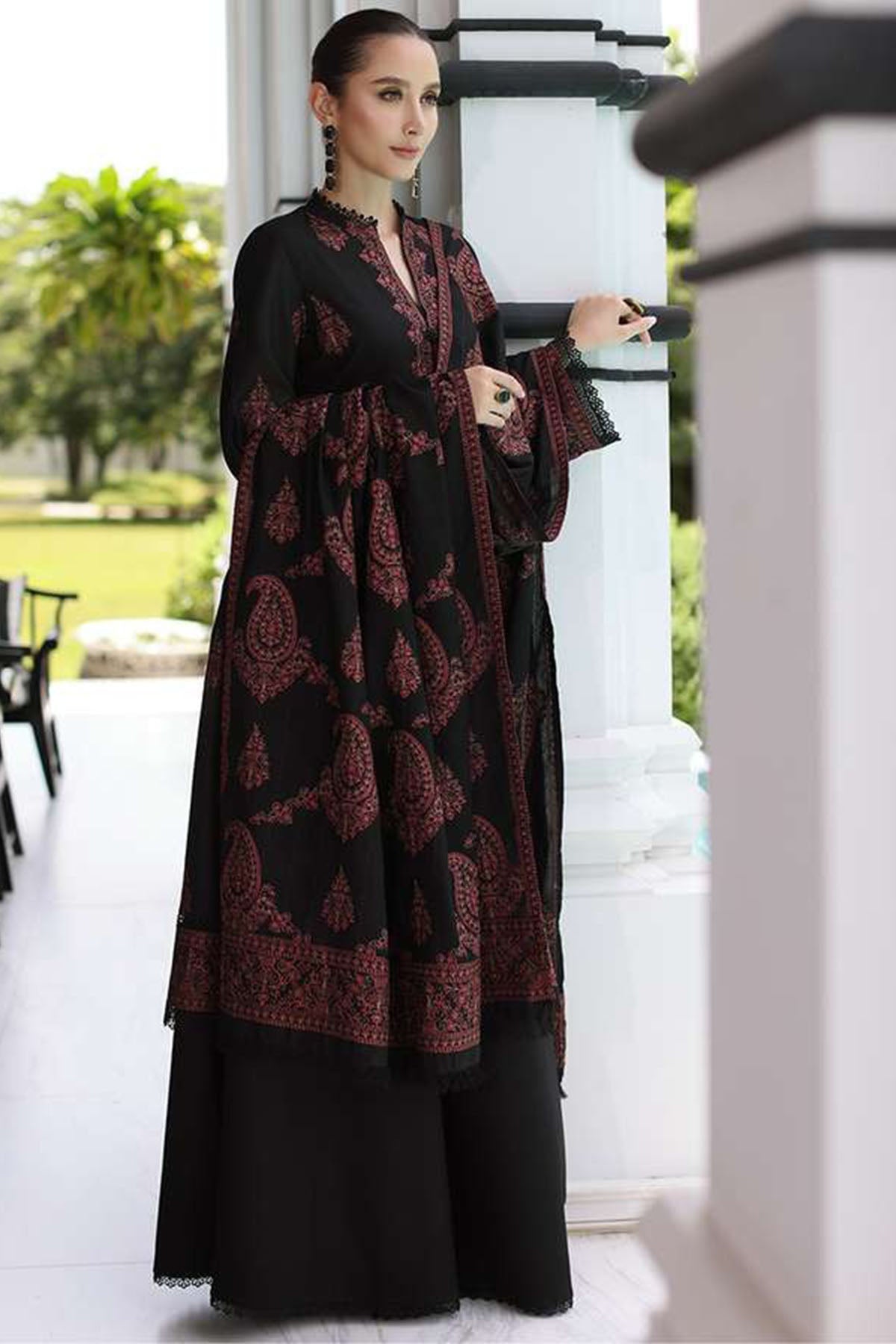 Bareeze 3PC Embroidered Karandi Suit with Heavy Embroidered Shawal -GA1965