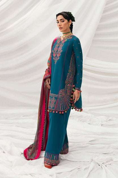 Hussain Rehar 3PC Embroidered Karandi Suit with Printed whool shawal-DC2096