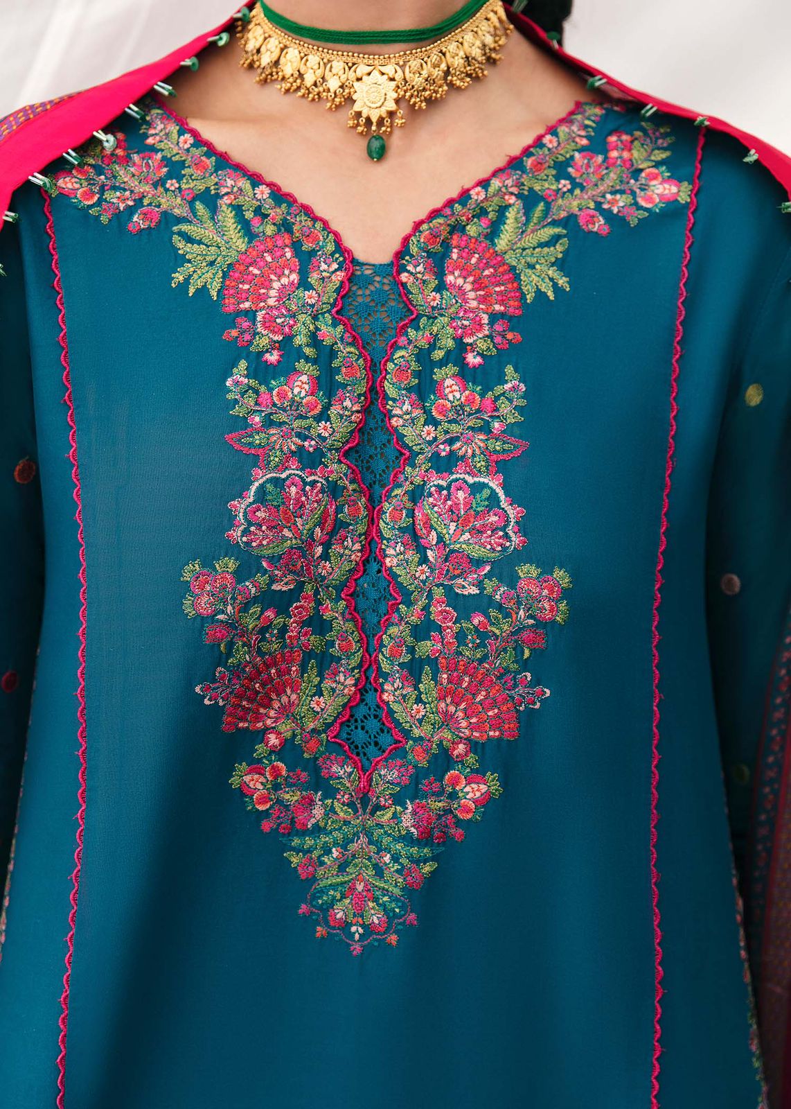 Hussain Rehar 3PC Embroidered Karandi Suit with Printed whool shawal-DC2096