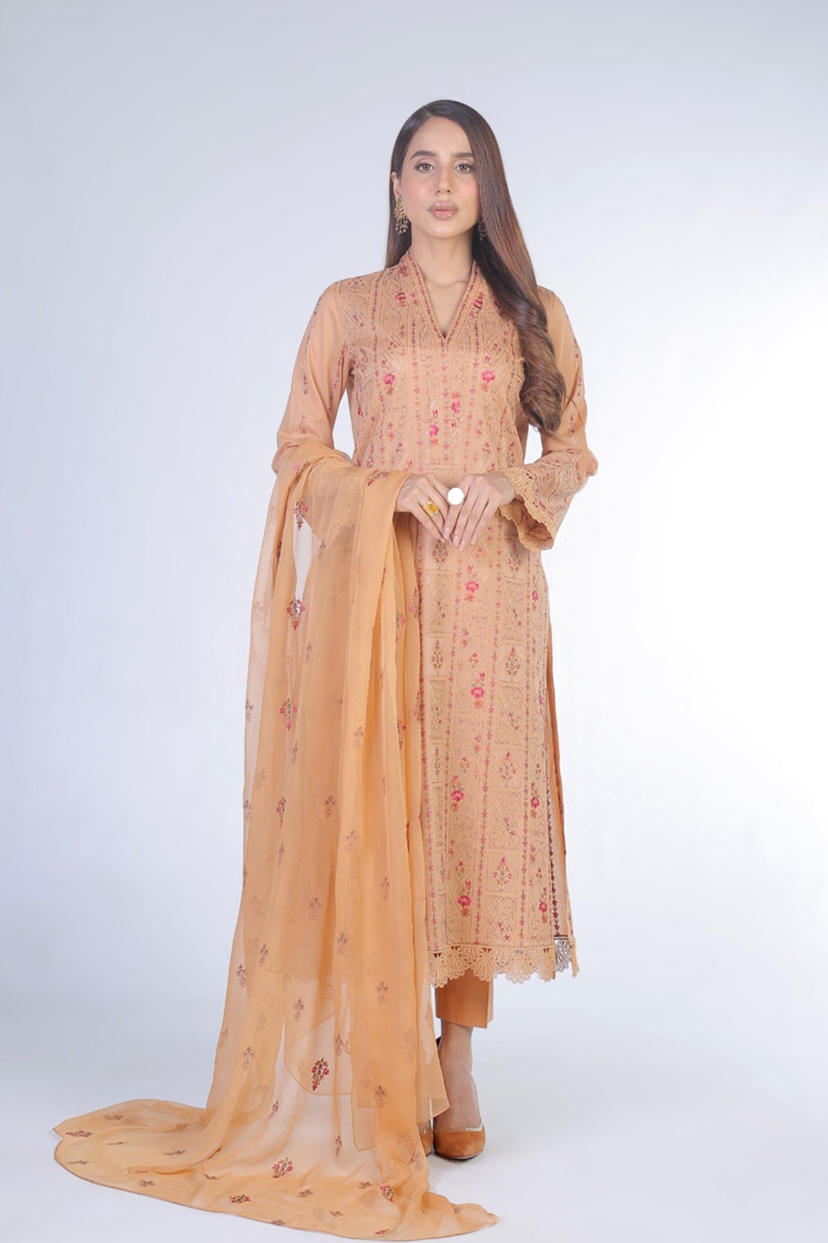 Bareeze Summer Lawn 3pc with Embroidered chiffon dupatta-GA1814