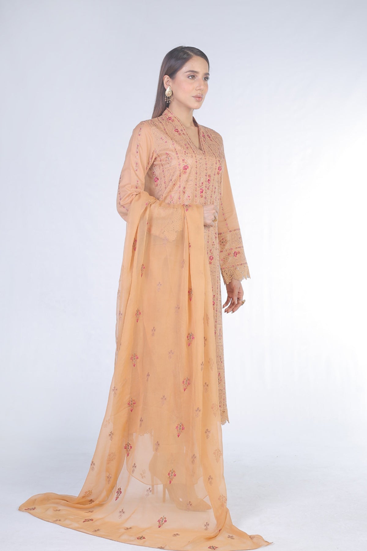 Bareeze Summer Lawn 3pc with Embroidered chiffon dupatta-GA1814