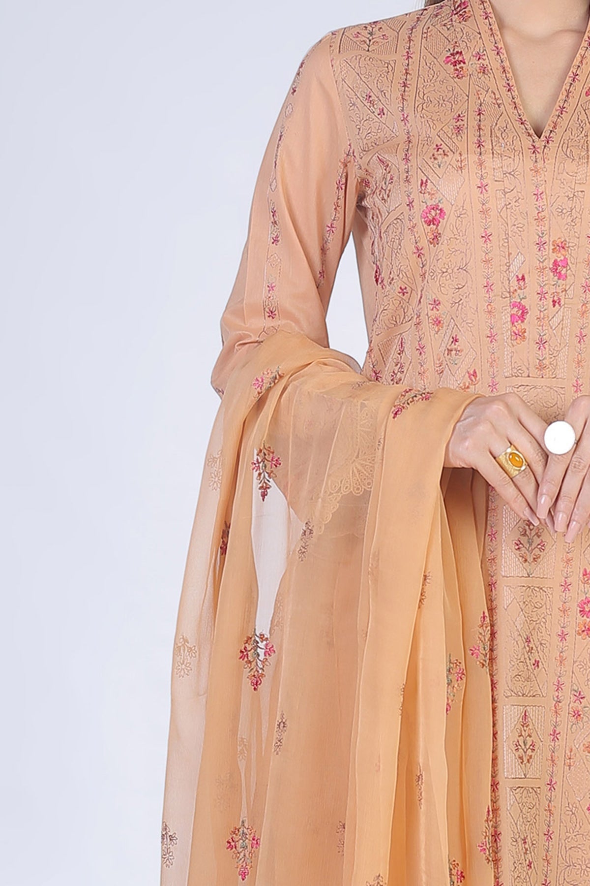 Bareeze Summer Lawn 3pc with Embroidered chiffon dupatta-GA1814