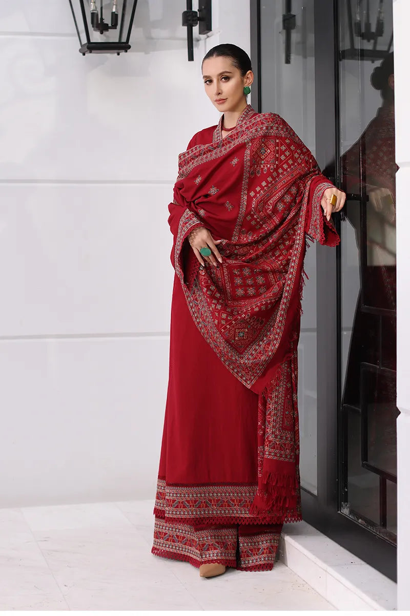 Bareeze 3PC Embroidered Karandi Suit with Heavy Embroidered Shawal -GA1966