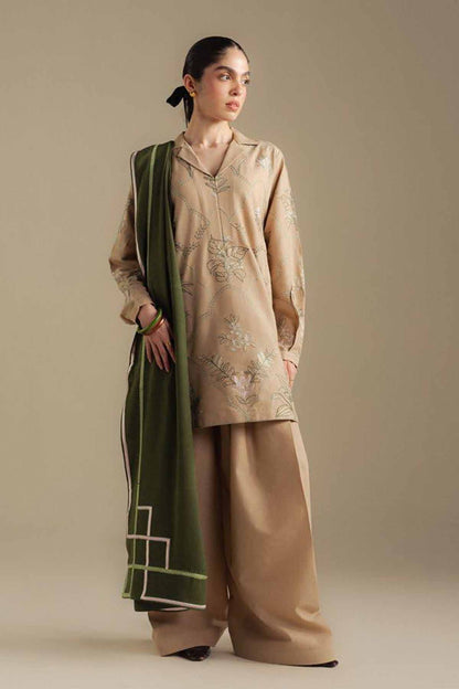 Zarashah Jahan Embroidered Dhanak 3pc with Printed Shawl- DC2117