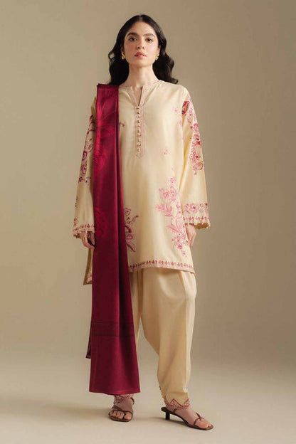 Zarashah Jahan Embroidered Dhanak 3pc with Printed Shawl- DC2116