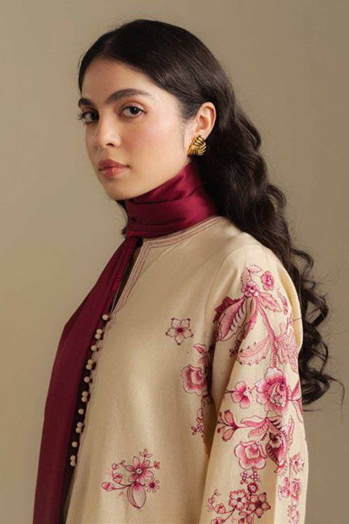 Zarashah Jahan Embroidered Dhanak 3pc with Printed Shawl- DC2116