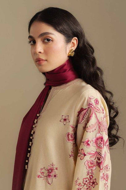 Zarashah Jahan Embroidered Dhanak 3pc with Printed Shawl- DC2116