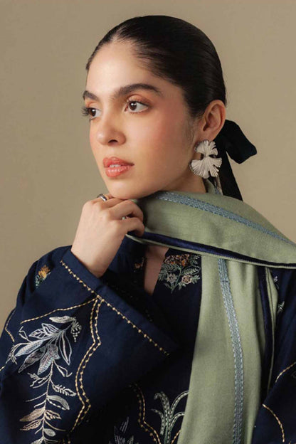 Zarashah Jahan Embroidered Dhanak 3pc with Printed Shawl- DC2115