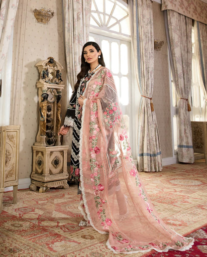 Crimson 3PC Embroidered Lawn Suit with Embroidered organza Dupatta -GA1021120
