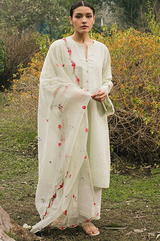 Zara shajahan Embroidered Lawn 3Pc with Organza Embroidered Dupata-Ga1671