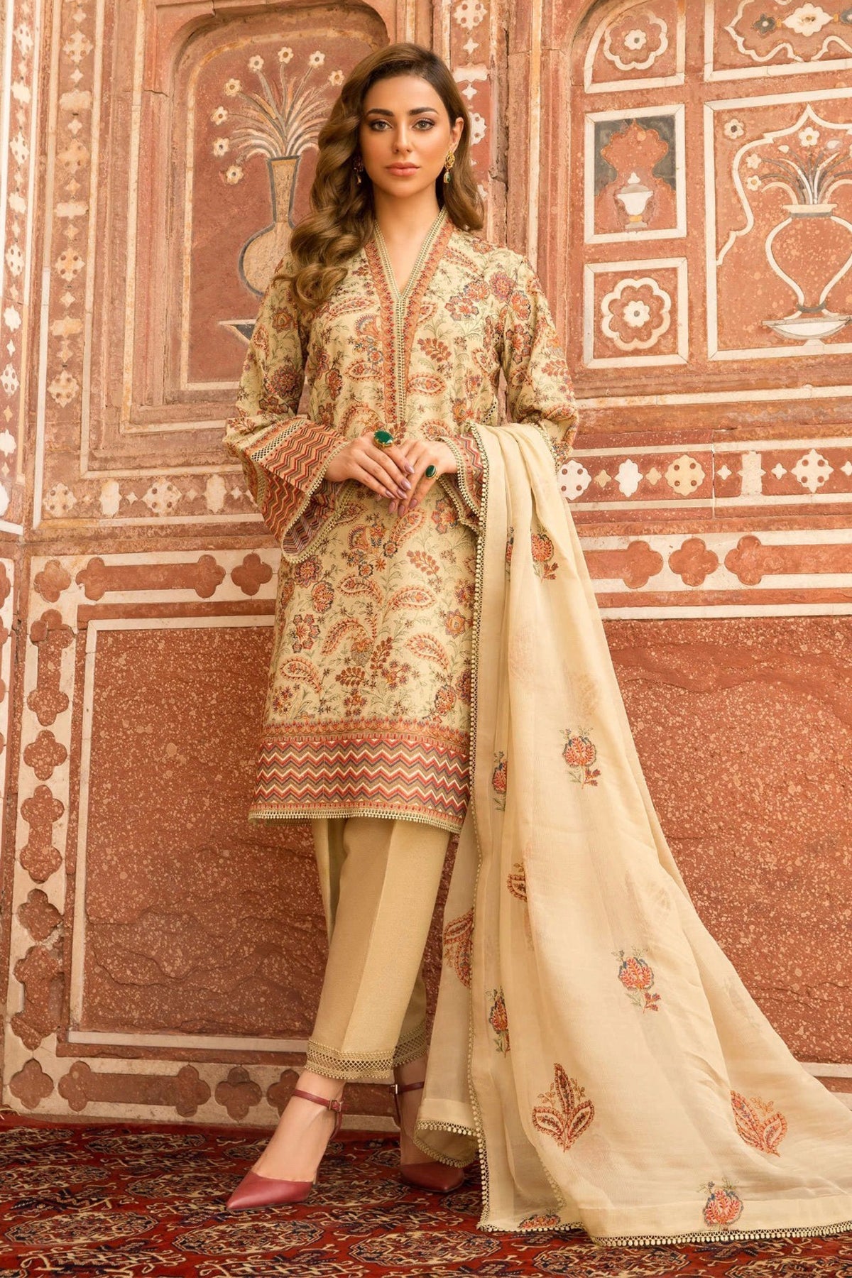 Bareeze Embroidered Lawn 3Pc with Embroidered Dupata-Ga1686