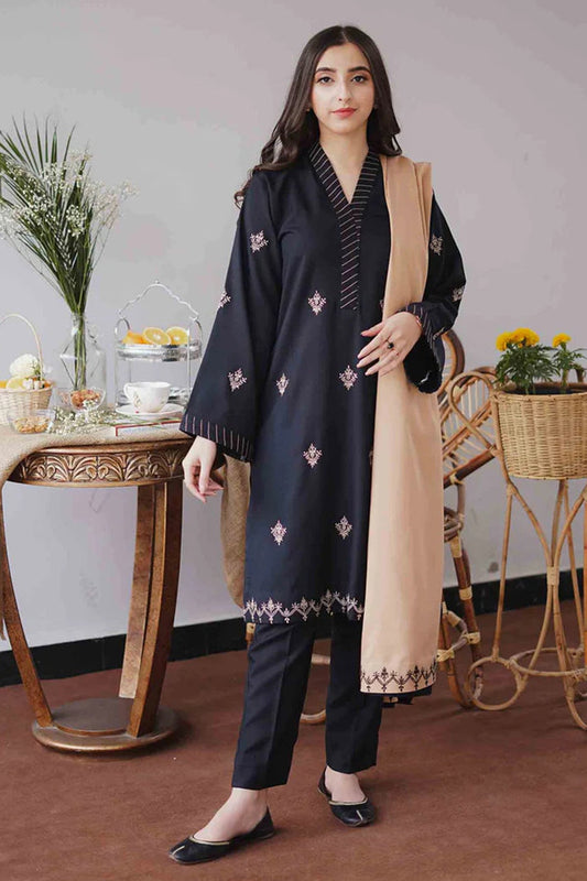 Aisling 3PC Embroidered Dhanak with Embroidered Dhanak Shawl - GA1760