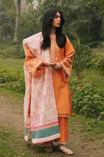 Zara Shajahan Embroidered Lawn 3pc with Organza dupatta-GA1696