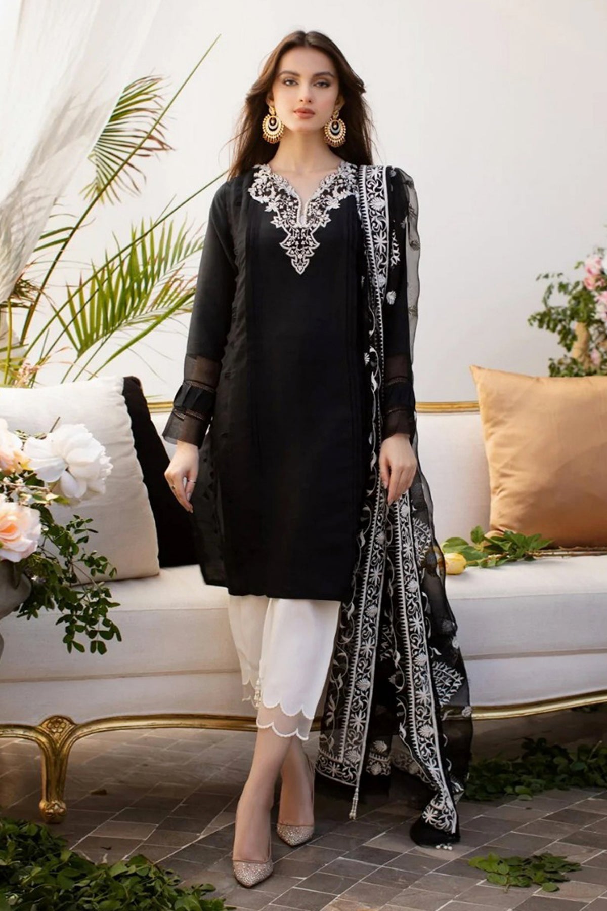 Mina Hassan Embroidered Lawn Suit with Heavy Embroidered  dupata-GA1642
