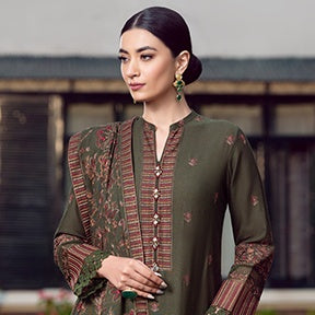 Bareeze 3PC Embroidered Karandi Suit with Heavy Embroidered Shawal -GA102169