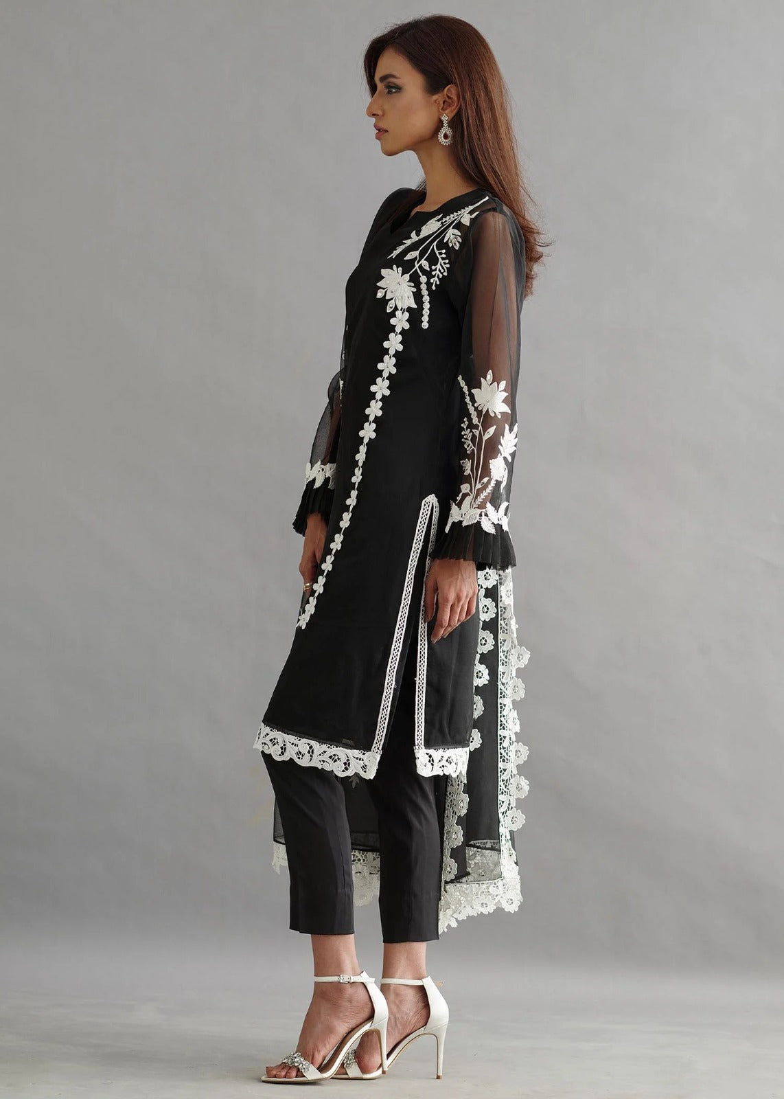 Kokab Zia Embroidered Lawn 3Pc with Embroidered Organza Dupata-Ga1645