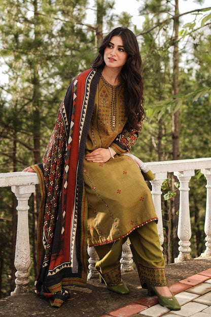 Zara Shahjahan 3PC Embroidered Dhanak with Embroidered Dhanak Shawl - GA1759