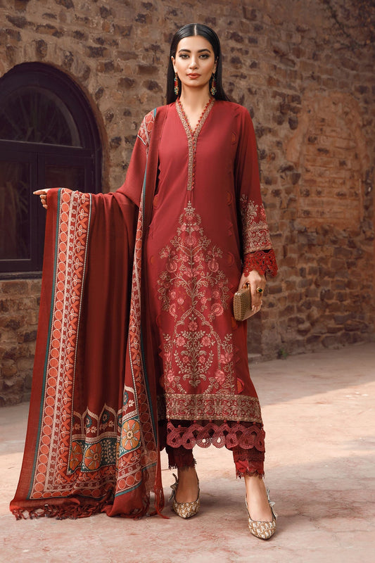Maria B 3PC Fully Embroidered Dhanak Suit - GA1602