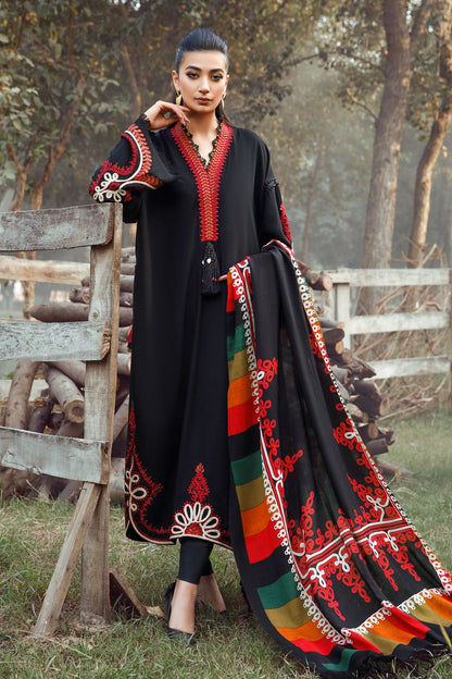 Maria B 3PC Fully Embroidered Dhanak Suit - GA1612