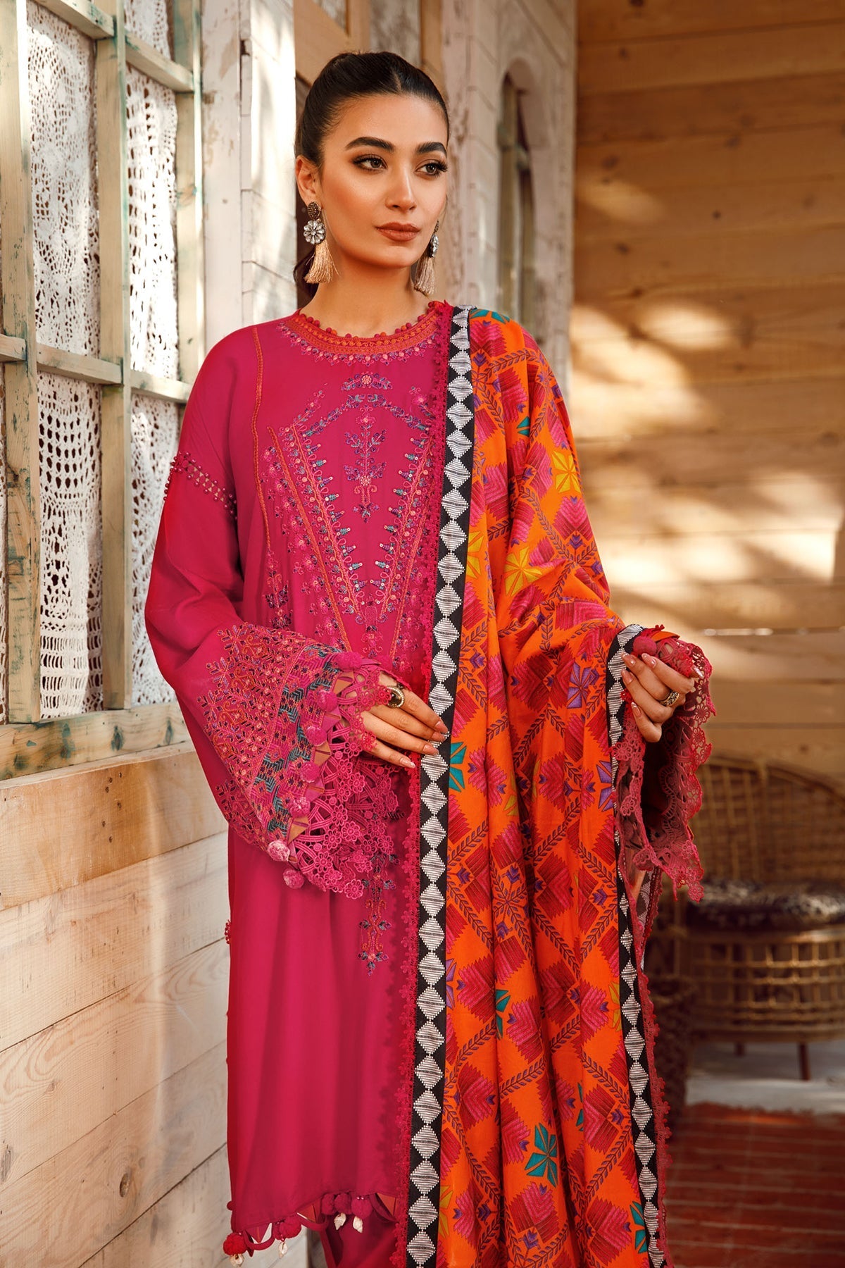 Maria B 3PC Fully Embroidered Dhanak Suit - GA1617
