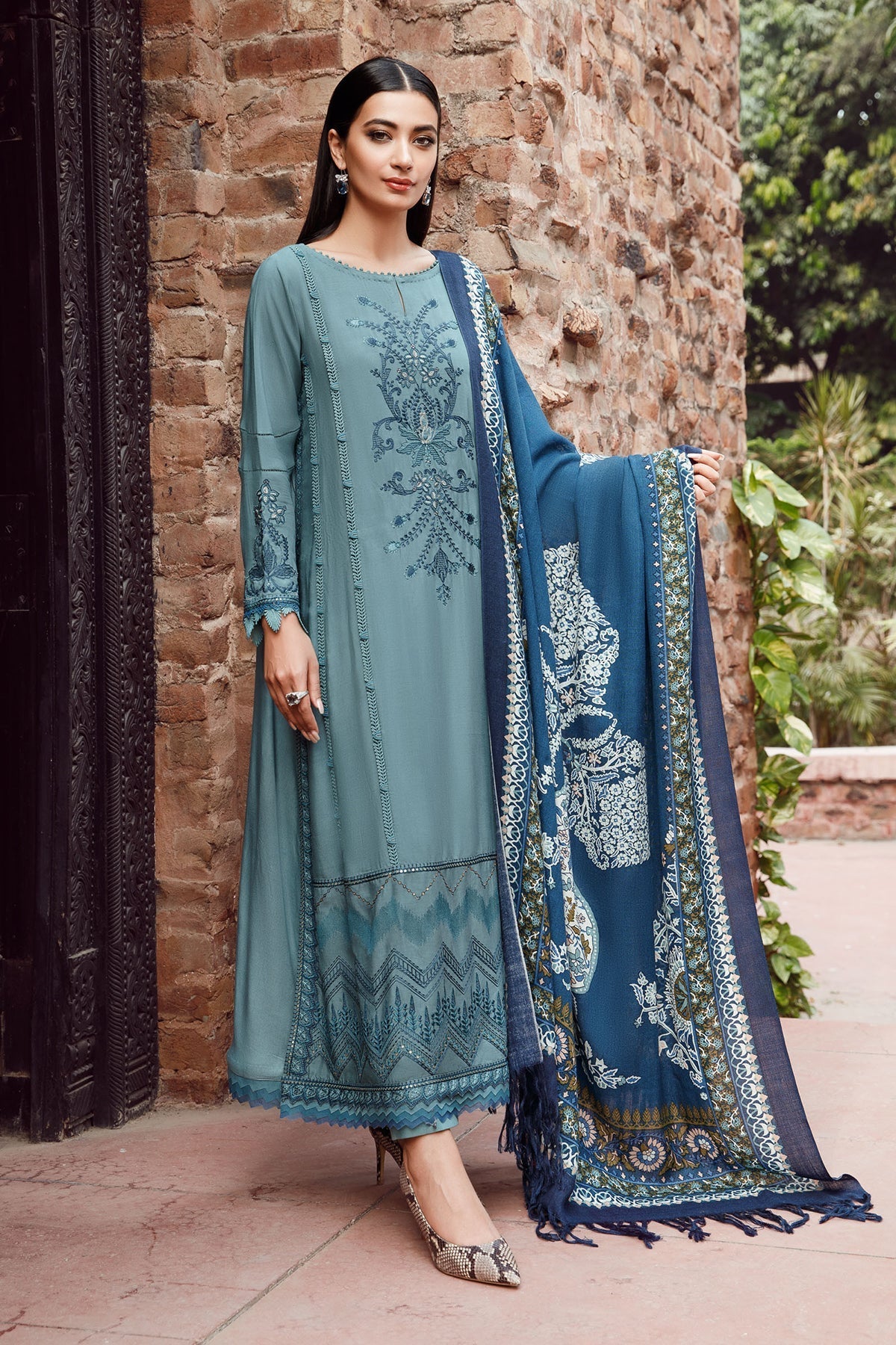 Maria B 3PC Fully Embroidered Dhanak Suit - GA1618