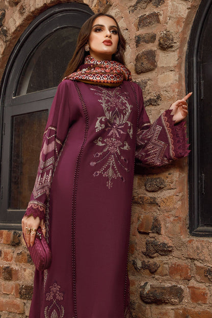 Maria B 3PC Fully Embroidered Dhanak Suit - GA1607