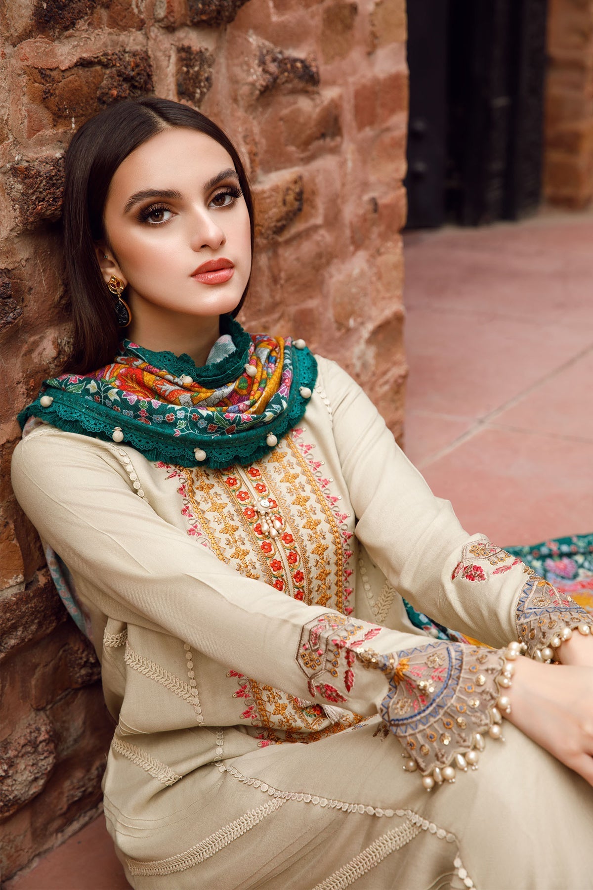 Maria B 3PC Fully Embroidered Dhanak Suit - GA1610
